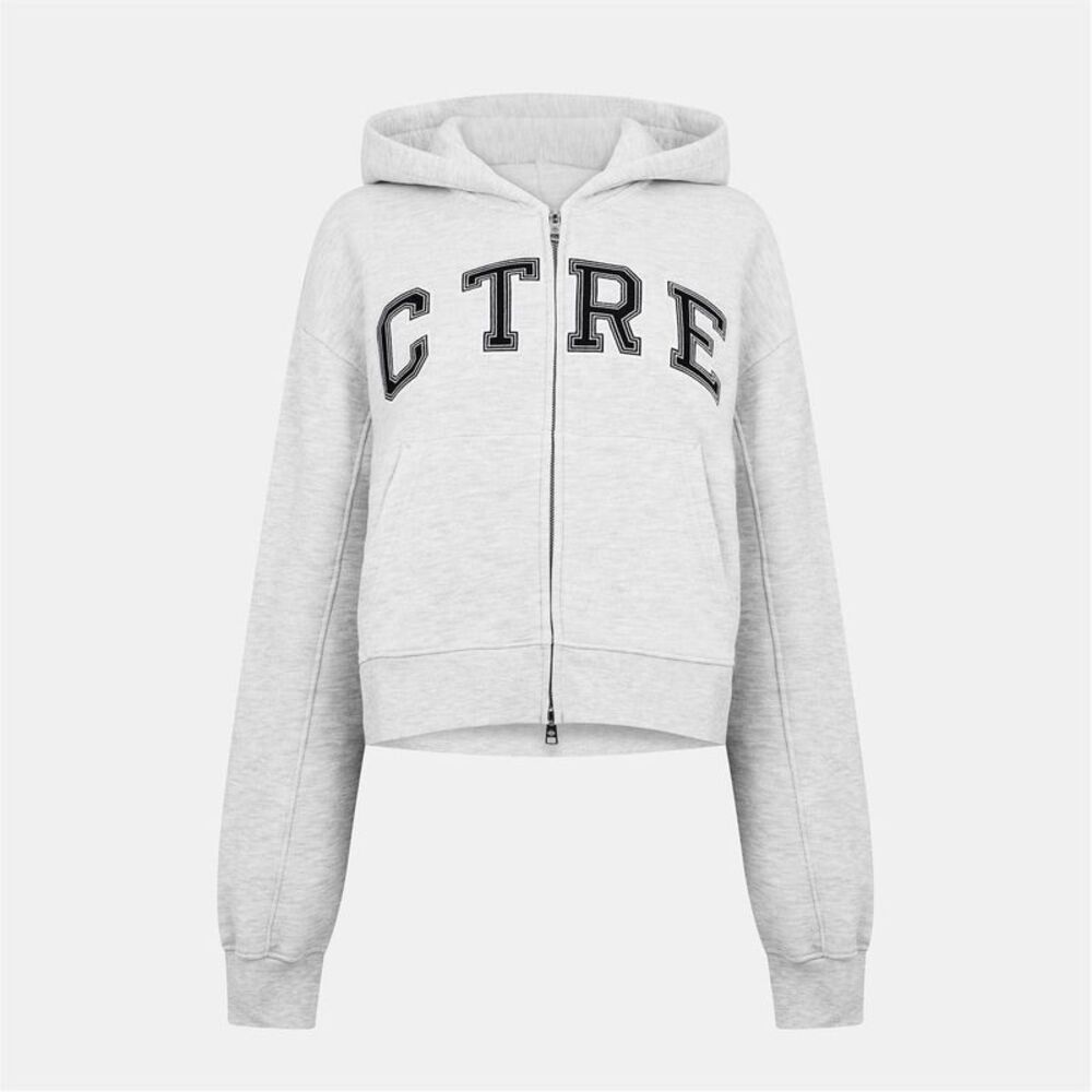 Couture Womens/Ladies Applique Logo Cotton Full Zip Hoodie / Gray